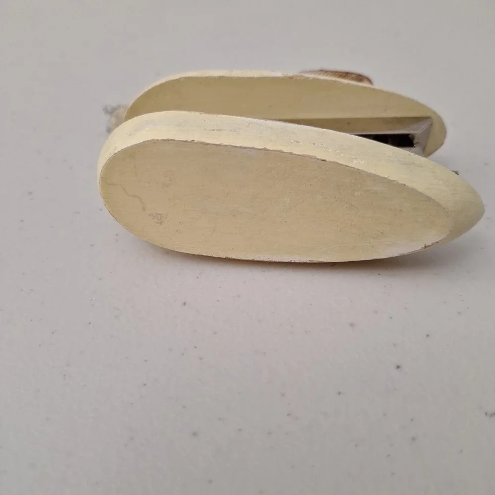 Vintage WOODEN MOUSE STAPLER 1950's Mid-Century Modern Leather Ears Painted